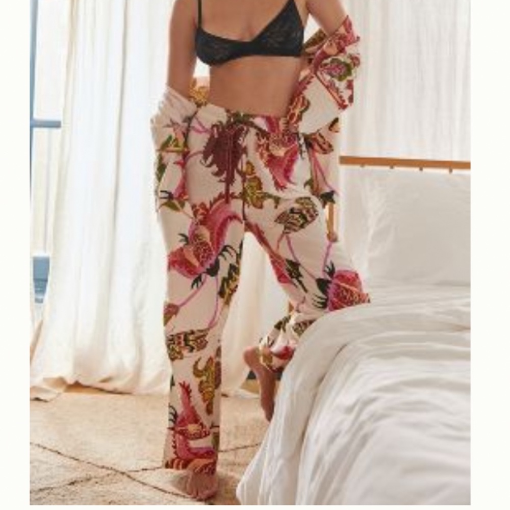 Anthropologie Raphael Balme Floral Flannel Sleep Pants XL - Picture 2 of 4